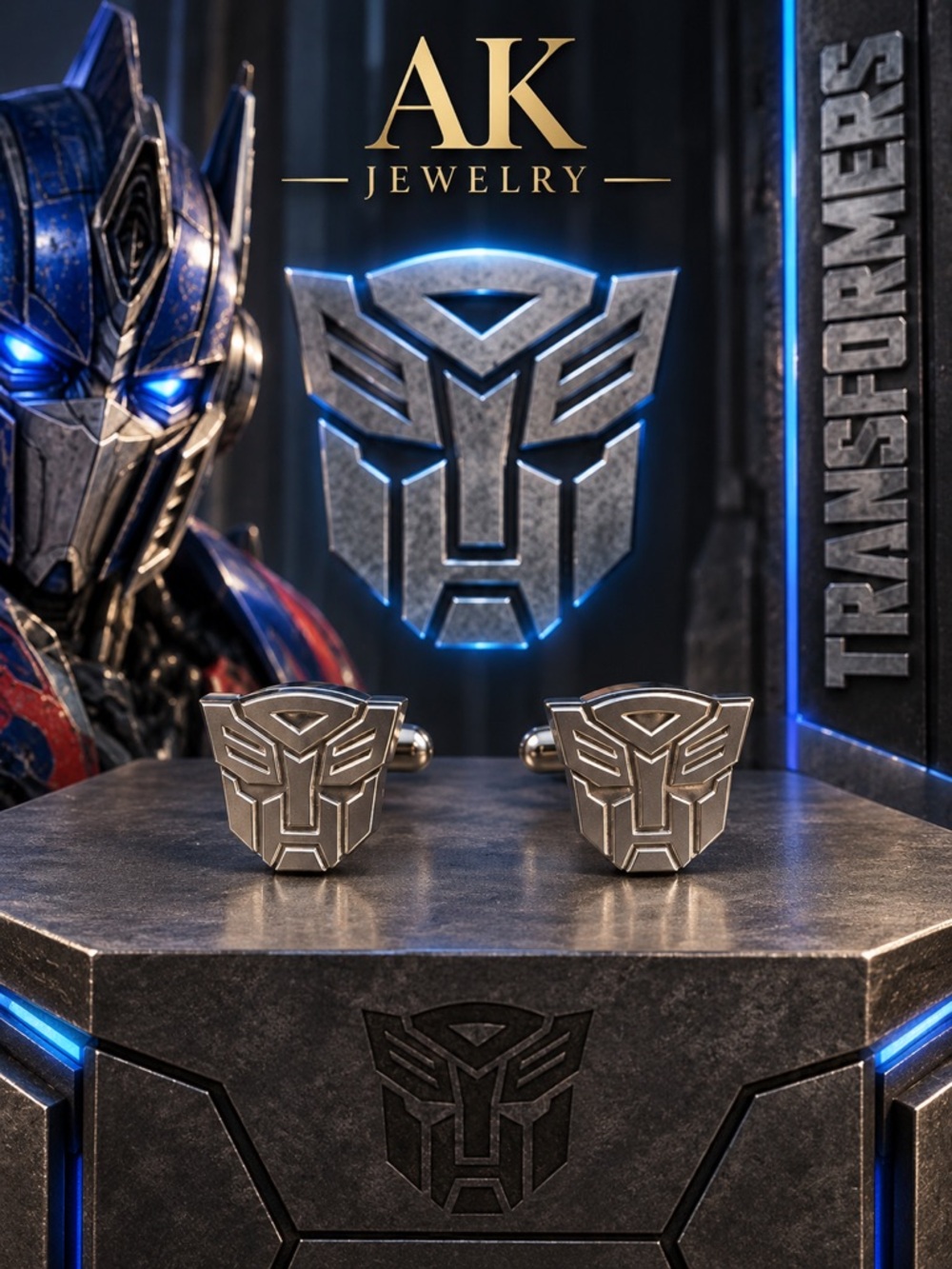 💎 Transformers Autobot Silver-Tone Cufflinks | AK Jewelry™